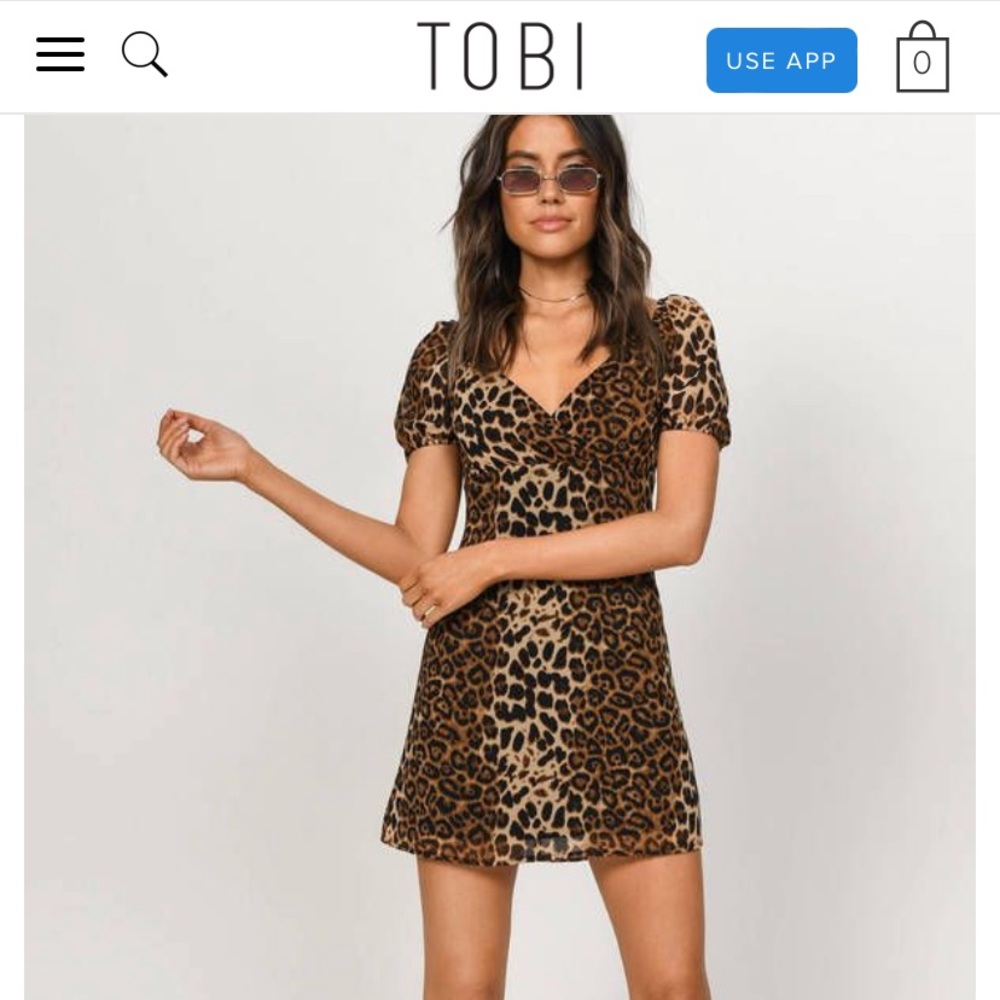 JUST AN INSTINCT MOCHA MULTI LEOPARD A-LINE DRESS from Tobi (worn once) Size XS.